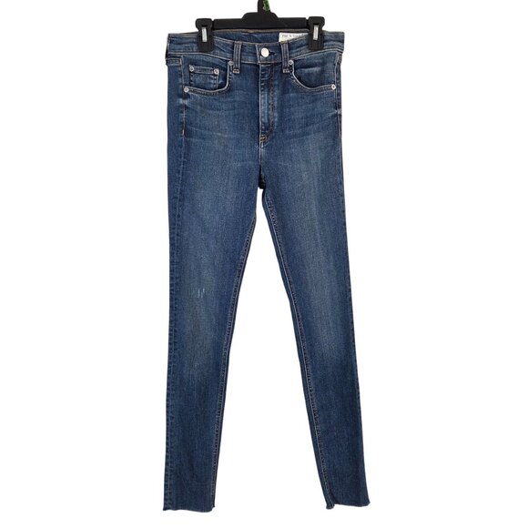 Rag & Bone High Rise Skinny Jeans Size 27 Distressed Medium Wash - Picture 1 of 13